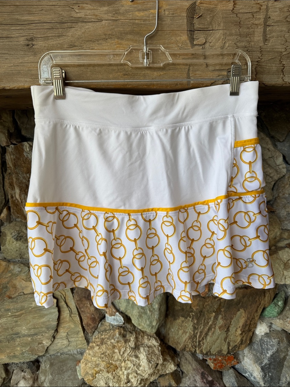 Sofibella Mini Skirt Skort w/ Side Pocket Pickleball Tennis Gold Ruffle Medium